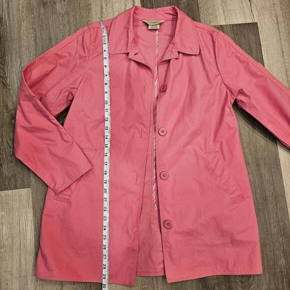L.L.Bean Pink Cotton Trench Coat Size Small Petite - Picture 5 of 7